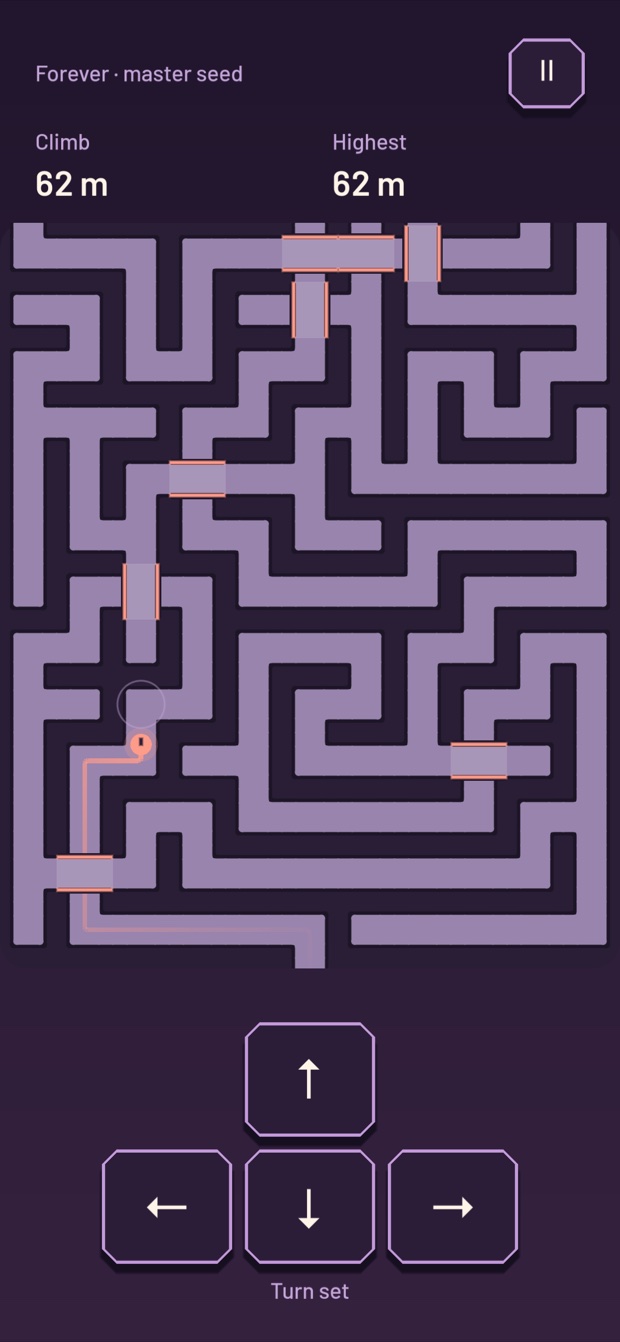Forever mode with a lavender maze and separate arrow controls